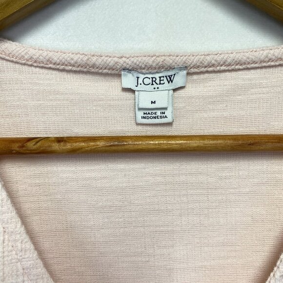 J.Crew Textured Short Sleeve V-Neck Knotted Front Top Women Medium Blush Pink - Picture 3 of 10